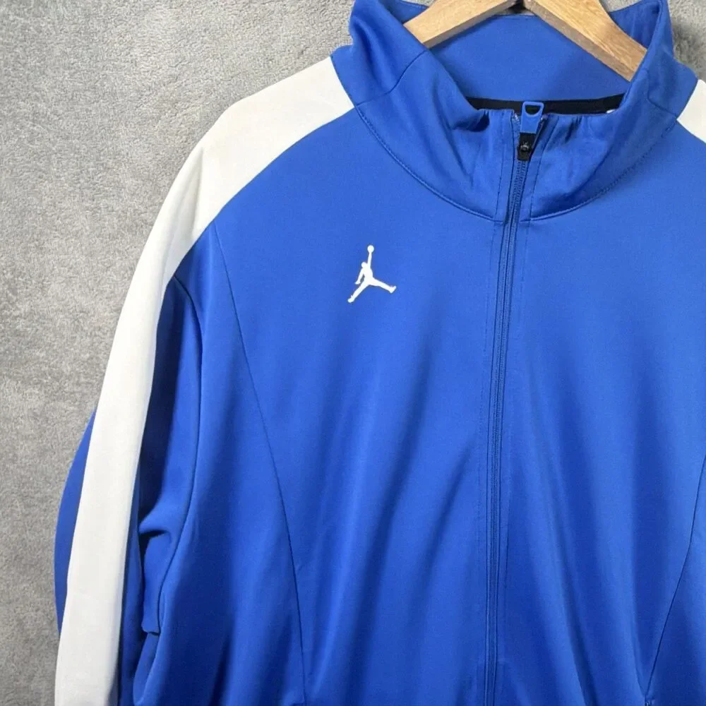 Jordan Men’s Blue/White Colorblock Track Jacket 2XL Regular Full Zip Mock Neck